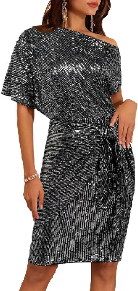 Avora Tie-Wrap Sequin Midi Dress