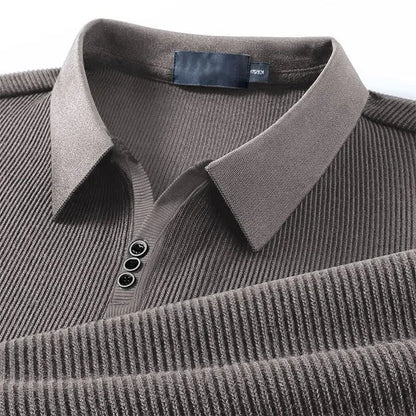 John Martin Ribbed Long Sleeve Polo