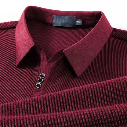 John Martin Ribbed Long Sleeve Polo