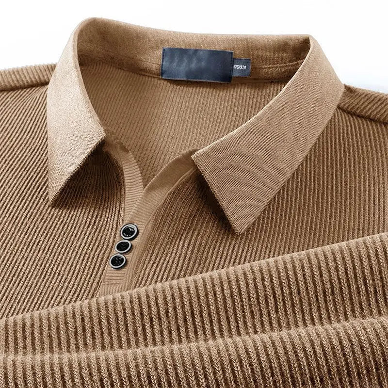 John Martin Ribbed Long Sleeve Polo