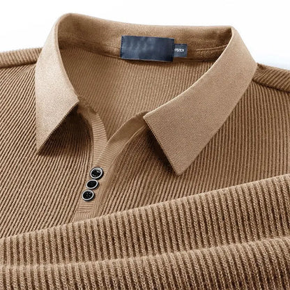 John Martin Ribbed Long Sleeve Polo