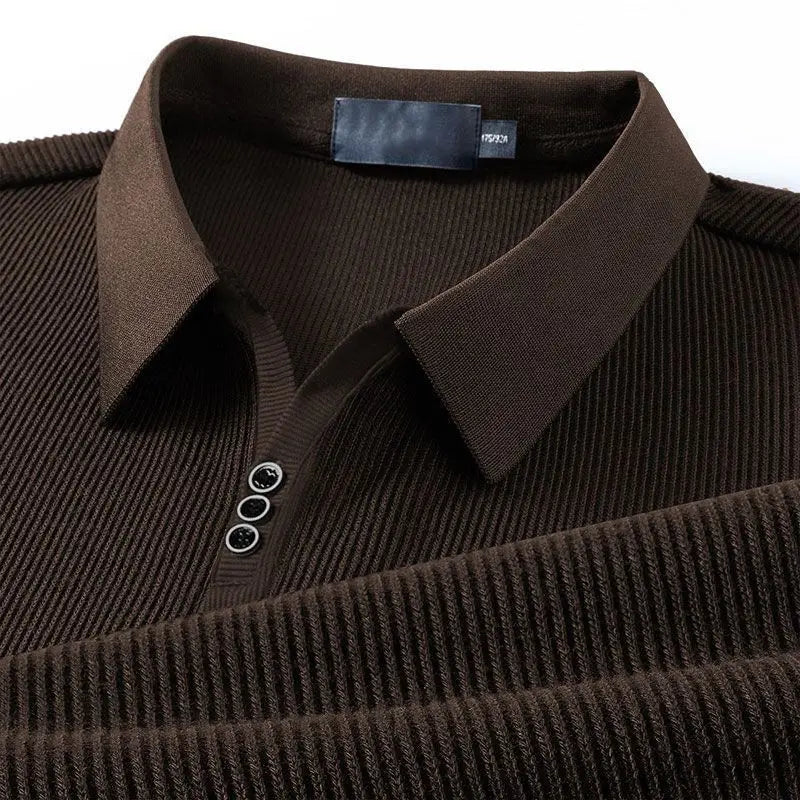 John Martin Ribbed Long Sleeve Polo