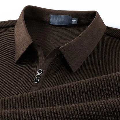 John Martin Ribbed Long Sleeve Polo